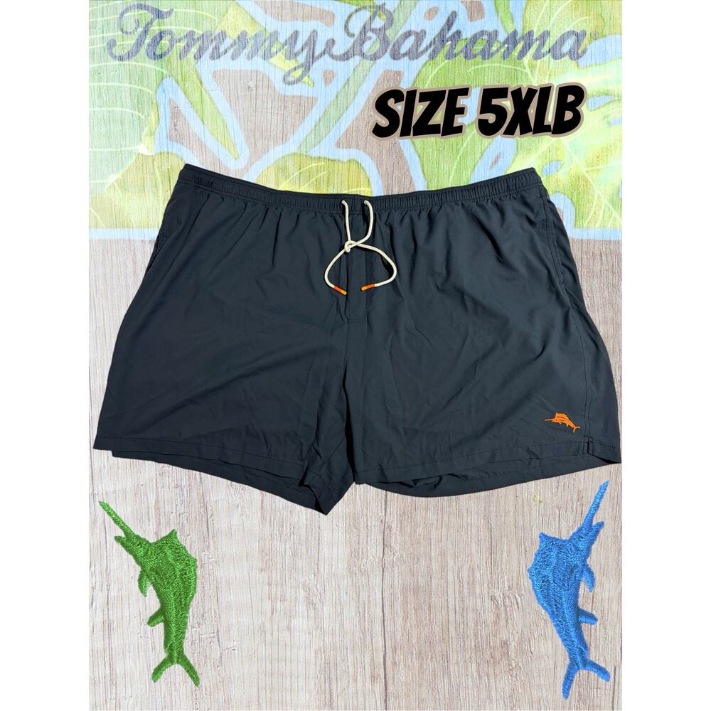 TOMMY BAHAMA Cargo Swim Trunks — 5XLB Blue Nylon Mesh Lined